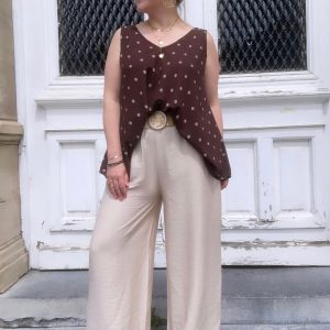 Pantalon fluide + ceinture effet osier