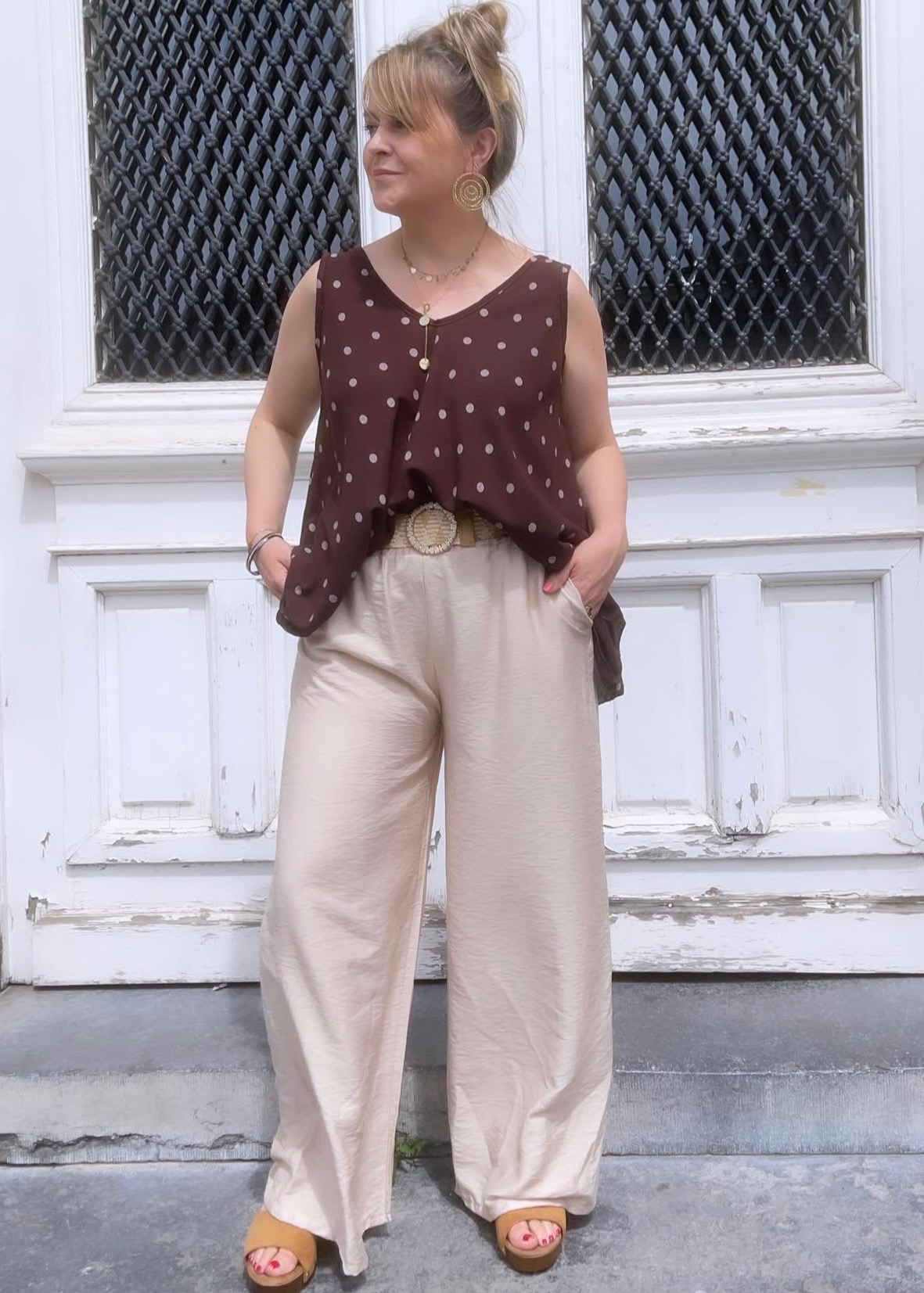 Pantalon fluide + ceinture effet osier – Image 2
